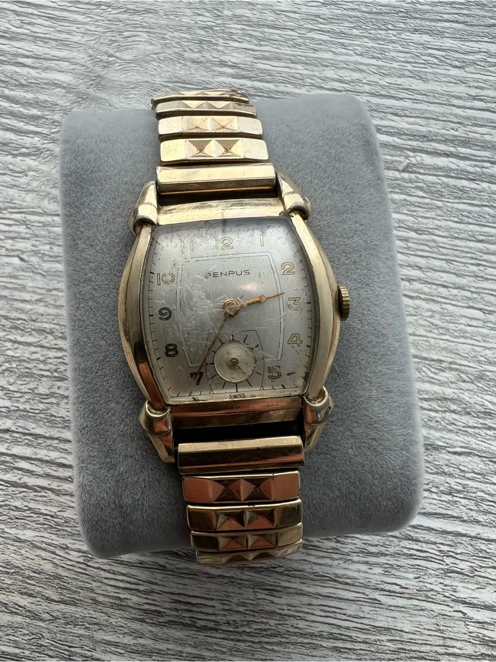 Benrus vintage men’s tank watch mechanical gold